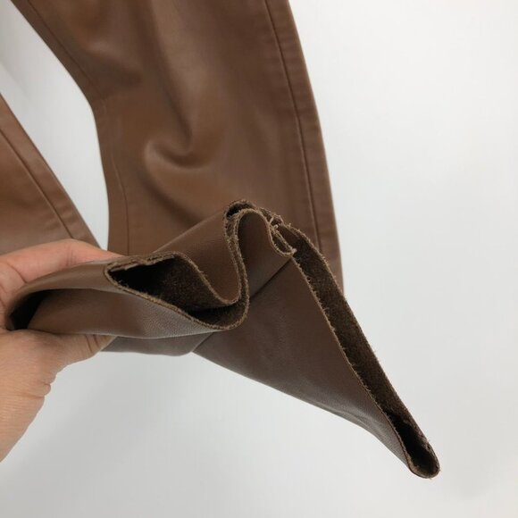 BNWT  Zara Brown Faux Leather High Rise Leggings w Raw Hem size XS - Picture 8 of 15